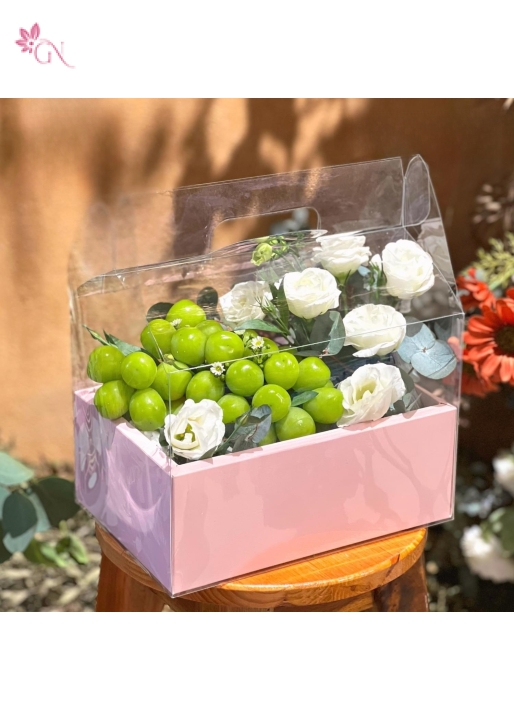 HỘP TRÁI CÂY HOA HỒNG TRẮNG